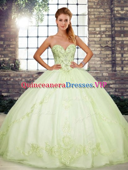 Sweetheart Sleeveless Tulle 15 Quinceanera Dress Beading and Embroidery Lace Up - Click Image to Close