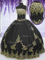 Appliques Quinceanera Gown Black Zipper Sleeveless Floor Length