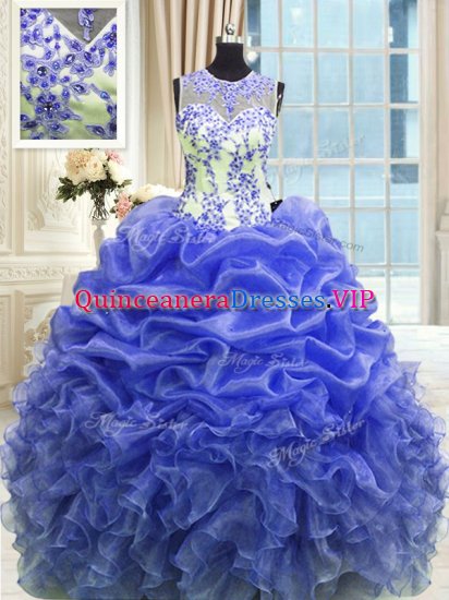 Clearance Scoop Sleeveless Organza Sweet 16 Dresses Beading and Ruffles Zipper - Click Image to Close
