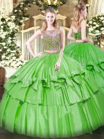Sweet Sleeveless Floor Length Beading and Ruffled Layers Lace Up Quinceanera Gowns(SKU SJQDDT1480002BIZ)