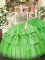 Sweet Sleeveless Floor Length Beading and Ruffled Layers Lace Up Quinceanera Gowns