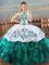 Free and Easy Halter Top Sleeveless Organza 15 Quinceanera Dress Embroidery and Ruffles Lace Up