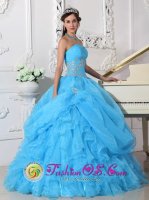 Aqua Blue Stylish Quinceanera Dress With Beaded Decorate in Evanston Wyoming/WY(SKU QDZY481-DBIZ)