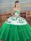 Embroidery and Bowknot Sweet 16 Dresses Green Lace Up Sleeveless Floor Length