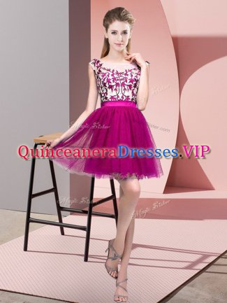 Lace Court Dresses for Sweet 16 Fuchsia Zipper Sleeveless Mini Length