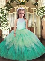 Tulle High-neck Sleeveless Backless Ruffles Kids Pageant Dress in Multi-color