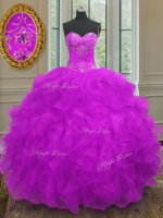 Purple Lace Up Sweetheart Beading and Embroidery and Ruffles Vestidos de Quinceanera Organza Sleeveless(SKU PSSW0111-7BIZ)