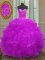 Purple Lace Up Sweetheart Beading and Embroidery and Ruffles Vestidos de Quinceanera Organza Sleeveless