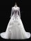 Spectacular Scoop Long Sleeves Brush Train Backless Quinceanera Gown White Tulle