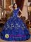 Liberty Hill TX V-neck Satin Refined Appliques Decorate Exquisite Blue Quinceanera Dresses