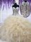 Floor Length Champagne Sweet 16 Dresses Sweetheart Sleeveless Lace Up
