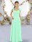 Sumptuous Floor Length Empire Sleeveless Apple Green Dama Dress Lace Up