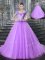 New Style Straps With Train Ball Gowns Sleeveless Lilac Quinceanera Dress Brush Train Lace Up