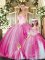 Fuchsia Ball Gowns Tulle Sweetheart Sleeveless Beading Floor Length Lace Up 15th Birthday Dress