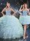 Sweet Aqua Blue Lace Up Sweetheart Beading and Ruffles Quinceanera Gowns Organza Sleeveless