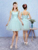 Aqua Blue Damas Dress Prom and Party with Appliques Straps Sleeveless Lace Up