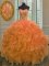 New Arrival Orange Organza Lace Up Quinceanera Dress Sleeveless Floor Length Beading and Ruffles