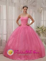 Bonham TX Classical Pink Sweet Quinceanera Dress With Sweetheart Neckline Beaded Decorate