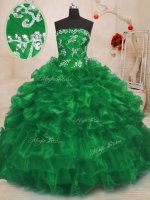 Discount Sleeveless Lace Up Floor Length Beading and Appliques and Ruffles Quinceanera Gowns