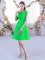 Mini Length Green Quinceanera Court of Honor Dress V-neck Cap Sleeves Lace Up