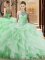 Sleeveless Brush Train Lace Up Beading and Ruffles Sweet 16 Dresses