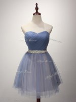 Blue Sweetheart Lace Up Beading and Ruching Quinceanera Court Dresses Sleeveless(SKU SWBD130-1BIZ)