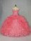 Watermelon Red Sweetheart Neckline Beading and Ruffles Quinceanera Dresses Sleeveless Lace Up