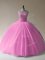 Clearance Floor Length Baby Pink Sweet 16 Dress Scoop Sleeveless Lace Up