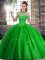Green Halter Top Lace Up Beading 15 Quinceanera Dress Brush Train Sleeveless