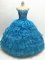 Teal Sweetheart Lace Up Beading and Ruffles Quinceanera Dresses Sleeveless