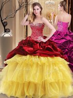 Exceptional Organza and Taffeta Sweetheart Sleeveless Lace Up Beading and Ruffles 15 Quinceanera Dress in Multi-color