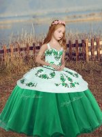 Discount Green Sleeveless Embroidery Floor Length Pageant Dress Womens