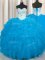 Baby Blue Ball Gowns Tulle Sweetheart Sleeveless Beading and Ruffles Floor Length Lace Up Quinceanera Dress