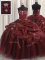 Floor Length Lace Up Quince Ball Gowns Burgundy for Military Ball and Sweet 16 and Quinceanera with Beading and Appliques and Pick Ups