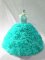 Aqua Blue Sleeveless Beading and Ruffles Lace Up Quinceanera Gowns
