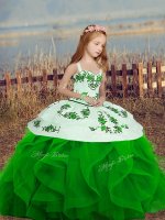 Straps Sleeveless Organza Little Girls Pageant Dress Embroidery and Ruffles Lace Up(SKU PAG1278-10BIZ)