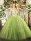 On Sale Yellow Green Sleeveless Floor Length Beading Zipper Sweet 16 Dresses