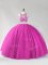 Chic Halter Top Sleeveless Tulle 15 Quinceanera Dress Beading Backless