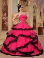 Perry Iowa/IA Gorgeous Coral Red Appliques Decorate Quinceanera Dress
