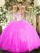 Sweetheart Sleeveless Lace Up Vestidos de Quinceanera Rose Pink Tulle