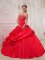 Mason City Iowa/IA Taffeta For Beautiful Red Quinceanera Dress and Sweetheart Beaded Decorat bodice With Appliques Ball Gown
