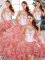 Sumptuous Watermelon Red Scoop Clasp Handle Beading and Ruffles Quinceanera Dresses Sleeveless