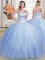 On Sale Sleeveless Floor Length Beading Lace Up Vestidos de Quinceanera with Light Blue
