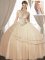 Clearance Scoop Sleeveless Lace Up Floor Length Beading Sweet 16 Dress