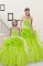 Stylish Yellow Green Ball Gowns Sweetheart Sleeveless Organza Floor Length Lace Up Beading and Pick Ups Quinceanera Dresses
