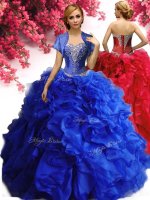 Floor Length Royal Blue 15 Quinceanera Dress Sweetheart Sleeveless Lace Up