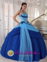 Tiffany & Co Modest Strapless Blue ruched Quinceanera Dress For In Georgia Tulle Beading Ball Gown In Safford AZ[PDZY505y-4BIZ]