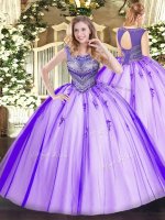 Sexy Lavender Ball Gowns Beading Vestidos de Quinceanera Lace Up Tulle Sleeveless Floor Length(SKU SJQDDT1114002BIZ)