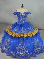 Glorious Blue Sleeveless Satin and Organza Lace Up 15 Quinceanera Dress for Sweet 16 and Quinceanera