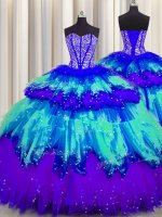 Custom Made Bling-bling Visible Boning Ball Gowns Sweet 16 Dress Multi-color Sweetheart Tulle Sleeveless Floor Length Lace Up(SKU PSSW0524-2BIZ)
